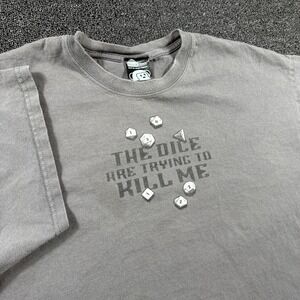 ThinkGeek Mens XL Gray The Dice Are‎ Trying To Kill Me D&D RPG Graphic T-Shirt